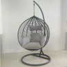 Scaun agatat California Grey, Fotoliu suspendat, Curte sau Living, comfortabil, ratan 3D