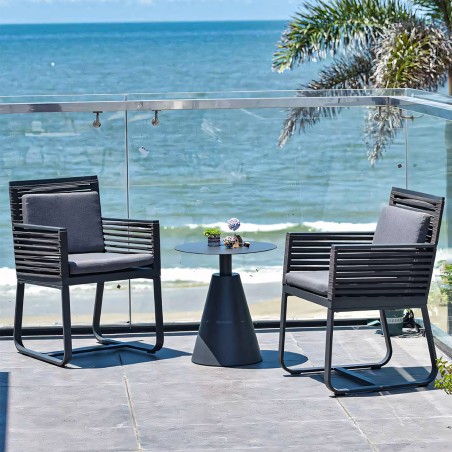 Set mobilier de 8 persoane, gradina sau terasa, masa 240x100 cm + 8 scaune, aluminiu, impletitura tip funie, Capri