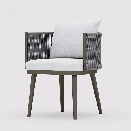 Set mobilier de 8 persoane, terasa sau gradina, aluminiu, masa robusta 214x100 cm + 8 scaune cu impletitura tip funie, Nova Luxe