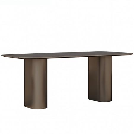 Set mobilier de 8 persoane, terasa sau gradina, aluminiu, masa robusta 214x100 cm + 8 scaune cu impletitura tip funie, Nova Luxe