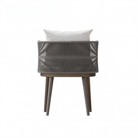 Set mobilier de 6 persoane, terasa sau gradina, aluminiu, masa robusta 214x100 cm + 6 scaune cu impletitura tip funie, Nova Luxe
