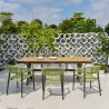 Set mobilier de 6 persoane, gradina sau terasa, aluminiu dark grey, masa 200 cm + 6 scaune cu impletitura tip funie verde, Zen