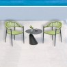 Set masa cu 2 scaune, terasa sau gradina, aluminiu dark grey, impletitura tip funie verde, Oasis