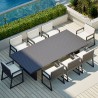 Set mobilier de 6 persoane, terasa sau gradina, aluminiu, masa 213x100 cm + 6 scaune, tesatura 100% Olefin, Mykonos