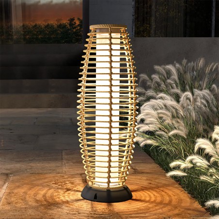Lampa solara, incarcare USB, impletitura din poliratan, baterie inclusa, protectie IP65, 74 cm, lumina calda, Solar Boho