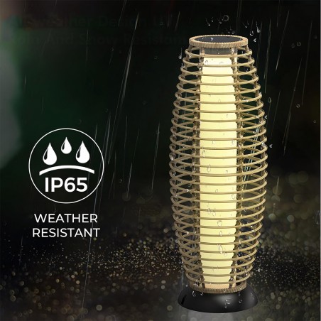 Lampa solara, incarcare USB, impletitura din poliratan, baterie inclusa, protectie IP65, 74 cm, lumina calda, Solar Boho