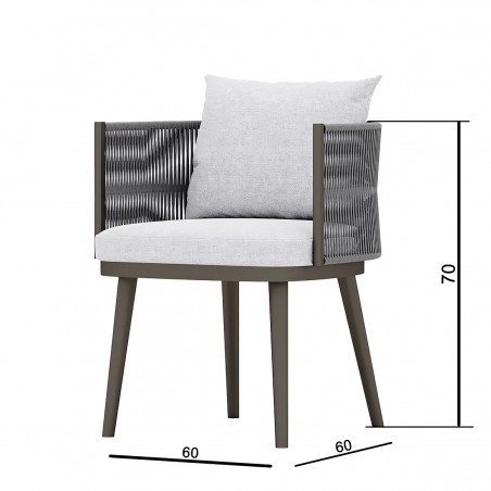 Set mobilier de 8 persoane, terasa sau gradina, aluminiu, masa robusta 214x100 cm + 8 scaune cu impletitura tip funie, Nova Luxe