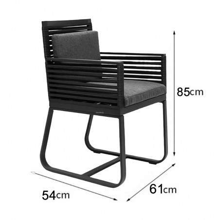 Set mobilier de 8 persoane, gradina sau terasa, masa 240x100 cm + 8 scaune, aluminiu, impletitura tip funie, Capri