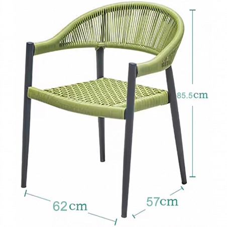 Set masa cu 2 scaune, terasa sau gradina, aluminiu dark grey, impletitura tip funie verde, Oasis
