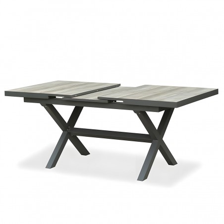 Set mobilier de 8 persoane, gradina sau terasa, aluminiu, masa extensibila cu blat de piatra, impletitura tip funie, Maldives