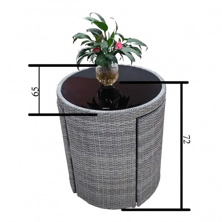 Set masa cu 2 scaune, gradina, terasa, pliabil, politan, cadru otel, blat de sticla, diametru 65 cm, Palermo