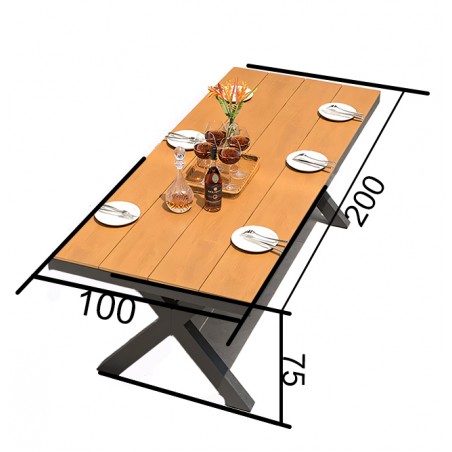 Set mobilier de 8 persoane, gradina sau terasa, aluminiu dark grey, masa 200 cm + 8 scaune cu impletitura tip funie verde, Zen
