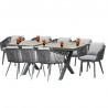 Set mobilier de 8 persoane, gradina sau terasa, aluminiu, masa extensibila cu blat de piatra, impletitura tip funie, Maldives