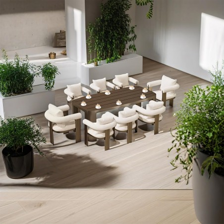 Set mobilier de 8 persoane, gradina sau terasa, aluminiu, masa 214x102 cm + 8 scaune, tesatura 100 % Olefin, Bora Bora