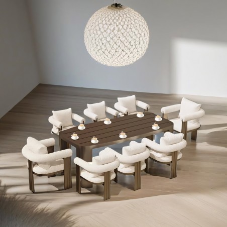 Set mobilier de 8 persoane, gradina sau terasa, aluminiu, masa 214x102 cm + 8 scaune, tesatura 100 % Olefin, Bora Bora