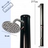 Dus solar pentru gradina si piscina, 35 Litri, robinet pentru picioare, cap de dus tip ploaie, PVC+ABS, Negru Nichel Mat, Cadiz