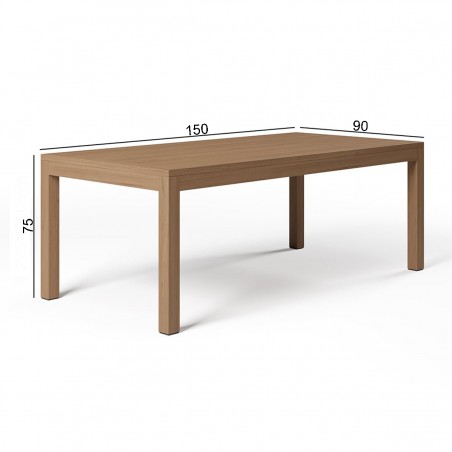 Set mobilier, terasa sau gradina, masa 150 cm + 6 scaune, lemn de Tec, impletitura tip funie, perne incluse, Gardenia