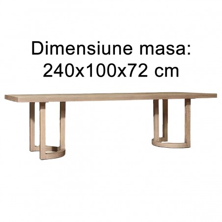 Set mobilier, terasa sau gradina, masa mare si 8 scaune, lemn de Tec integral, perne incluse, Primavera