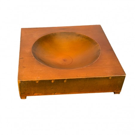 Semineu, otel corten de 2 mm, dimensiuni: 80x80x20 cm, Magma