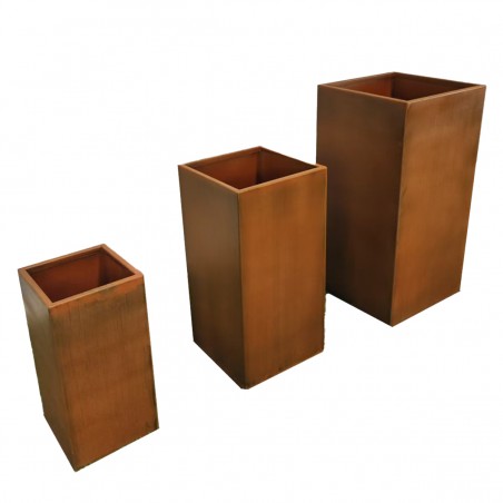 Jardiniera, otel corten de 2 mm, inaltime de 60,80,100 cm, Maro, Florium