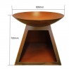 Vatra de foc cu suport pentru lemne, otel corten de 2.5 cm, dia 80 x H 70 cm, Vulcanis
