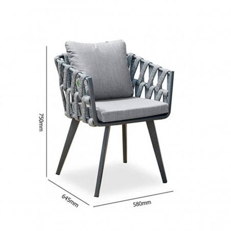 Set mobilier terasa sau gradina, 8 scaune, masa extensibila, aluminiu si impletitura tip funie, Riga