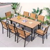 Set mobilier terasa sau gradina, Masa si 8 scaune stivuibile din aluminiu si Wpc, Blake Set mobilier terasa sau gradina, Masa si 8 scaune stivuibile din aluminiu si Wpc, Blake