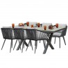 Set mobilier de 6 persoane, gradina sau terasa, aluminiu, masa extensibila cu blat de piatra, impletitura tip funie, Maldives