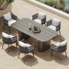 Set mobilier de 6 persoane, terasa sau gradina, aluminiu, masa robusta 214x100 cm + 6 scaune cu impletitura tip funie, Nova Luxe