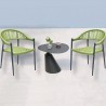 Set masa cu 2 scaune, terasa sau gradina, aluminiu dark grey, impletitura tip funie verde, Oasis
