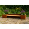 Jardiniera, cu banca integrata din lemn, otel corten de 2 mm, dimensiuni: 300x95x44 cm, FloraStep