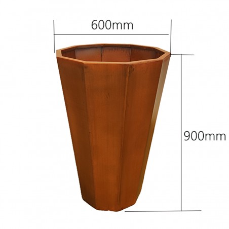 Jardiniera octagonala, otel corten de 2 mm, dimensiuni 60x60x90 cm, Flora