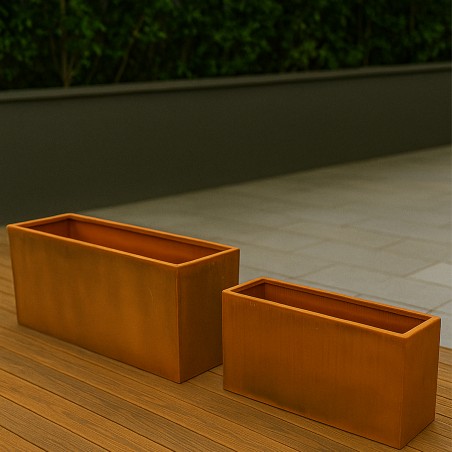 Jardiniera dreptunghiulara, otel corten de 2 mm, dimensiuni: 100x30x45 sau 120x40x55 cm, Bloom
