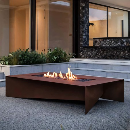 Semineu pe gaz, otel corten de 2 mm, dimensiuni: 150x70x35 cm, Luxora