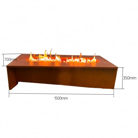 Semineu pe gaz, otel corten de 2 mm, dimensiuni: 150x70x35 cm, Luxora