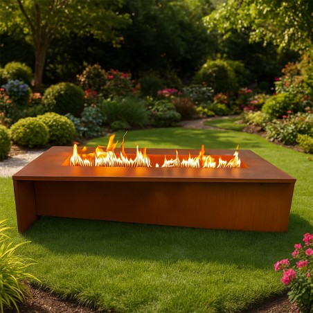 Semineu pe gaz, otel corten de 2 mm, dimensiuni: 150x70x35 cm, Luxora