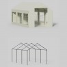 Cort, pavilion, crem, 3x6 m, 6 ferestre + 2 intrari, cadru din otel galvanizat, material PE 240 g/m2, rezistent la UV si apa