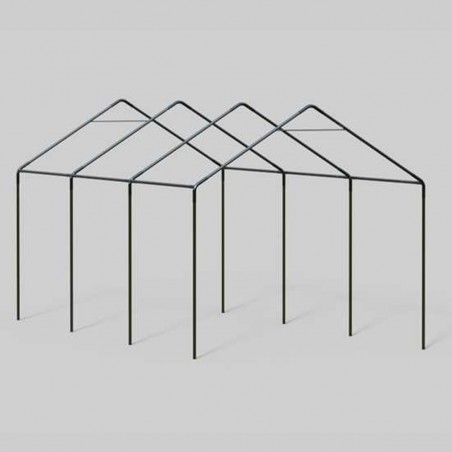 Cort, pavilion, crem deschis, 3x6 m, 6 ferestre + 2 intrari, cadru otel galvanizat, material PE 240 g/m2, rezistent la UV, apa