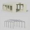 Cort, pavilion, crem, 4x8 m, 8 ferestre + 2 intrari, cadru din otel galvanizat, material PE 240 g/m2, rezistent la UV si apa
