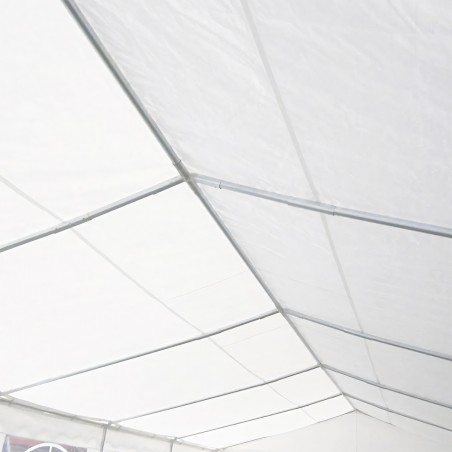 Cort, pavilion, crem, 4x8 m, 8 ferestre + 2 intrari, cadru din otel galvanizat, material PE 240 g/m2, rezistent la UV si apa