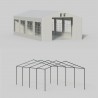 Cort, pavilion, alb, 4x8 m, 8 ferestre + 2 intrari, cadru din otel galvanizat, material PE 240g/m2, rezistent la UV si apa
