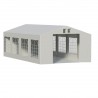 Cort, pavilion, alb, 4x8 m, 8 ferestre + 2 intrari, cadru din otel galvanizat, material PE 240g/m2, rezistent la UV si apa