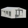 Cort, pavilion, alb, 4x8 m, 8 ferestre + 2 intrari, cadru din otel galvanizat, material PE 240g/m2, rezistent la UV si apa