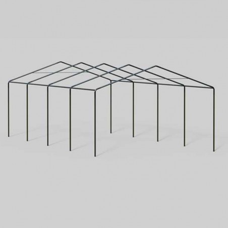 Cort, pavilion, alb, 4x8 m, 8 ferestre + 2 intrari, cadru din otel galvanizat, material PE 240g/m2, rezistent la UV si apa