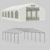 Cort, pavilion, 5x10 m, crem, 10 ferestre + 2 intrari, cadru din otel galvanizat, material PE 240g/m2, rezistent la UV si apa