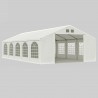 Cort, pavilion, 5x10 m, crem, 10 ferestre + 2 intrari, cadru din otel galvanizat, material PE 240g/m2, rezistent la UV si apa