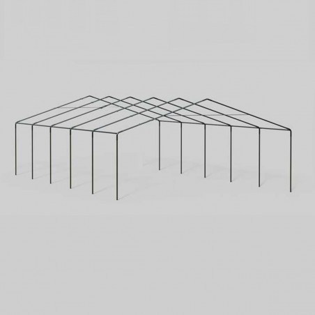 Cort, pavilion, 5x10 m, crem, 10 ferestre + 2 intrari, cadru din otel galvanizat, material PE 240g/m2, rezistent la UV si apa