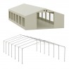 Cort, pavilion, 6x12 m, crem, 12 ferestre + 2 intrari, cadru din otel galvanizat, material PE 240g/m2, rezistent la UV si apa