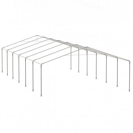 Cort, pavilion, 6x12 m, crem deschis, 12 ferestre + 2 intrari, cadru otel galvanizat, material PE 240g/m2, rezistent la UV, apa