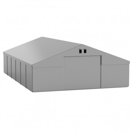 Cort tip hala profesional, magazie depozitare, gri, 8x12 m, 2 intrari, cadru ranforsat din otel galvanizat, PVC 560g/m2
